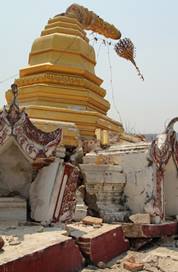 Earthquake damage near Thabeikkyin city, Myanmar